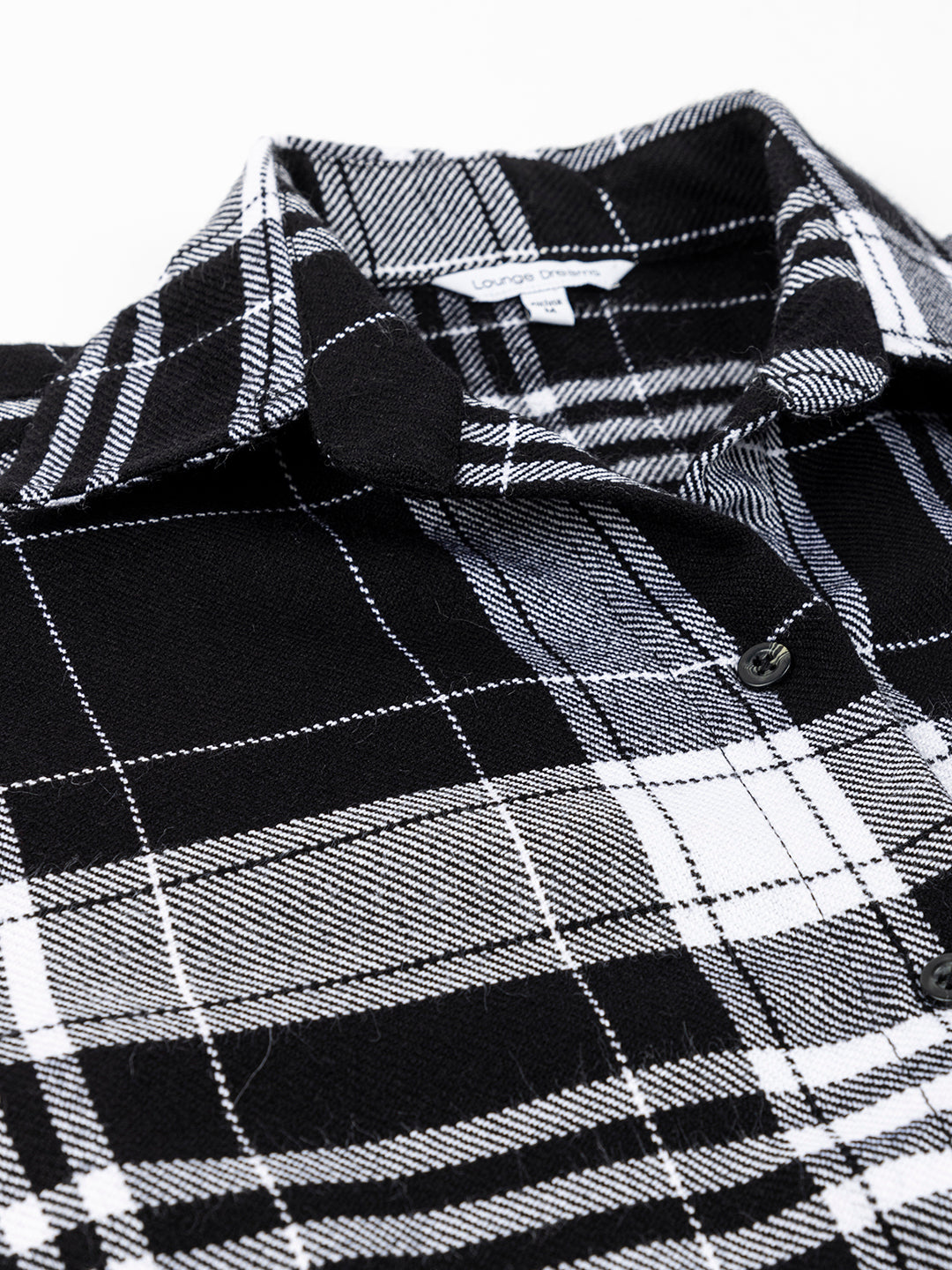Black and white tartan check shirt full outfit shot