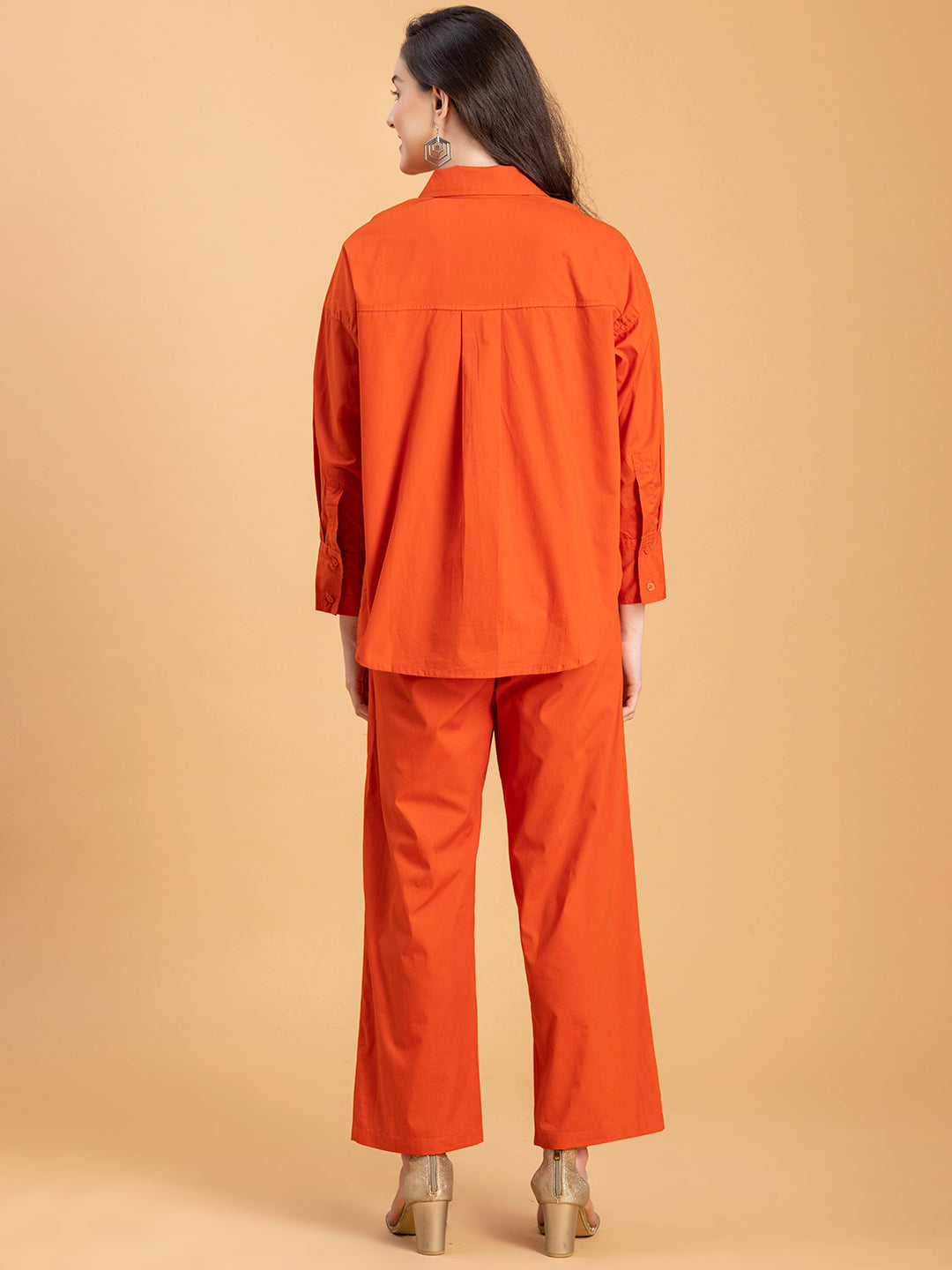 Full outfit view of rust cotton co-ord set