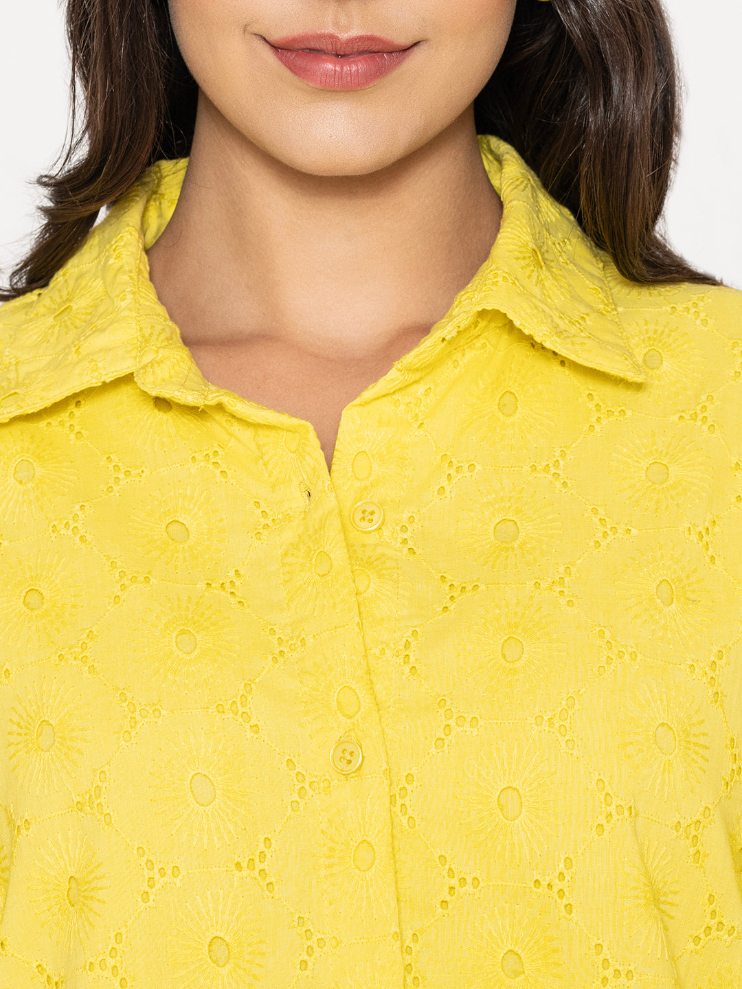 Back view of the yellow cotton shirt