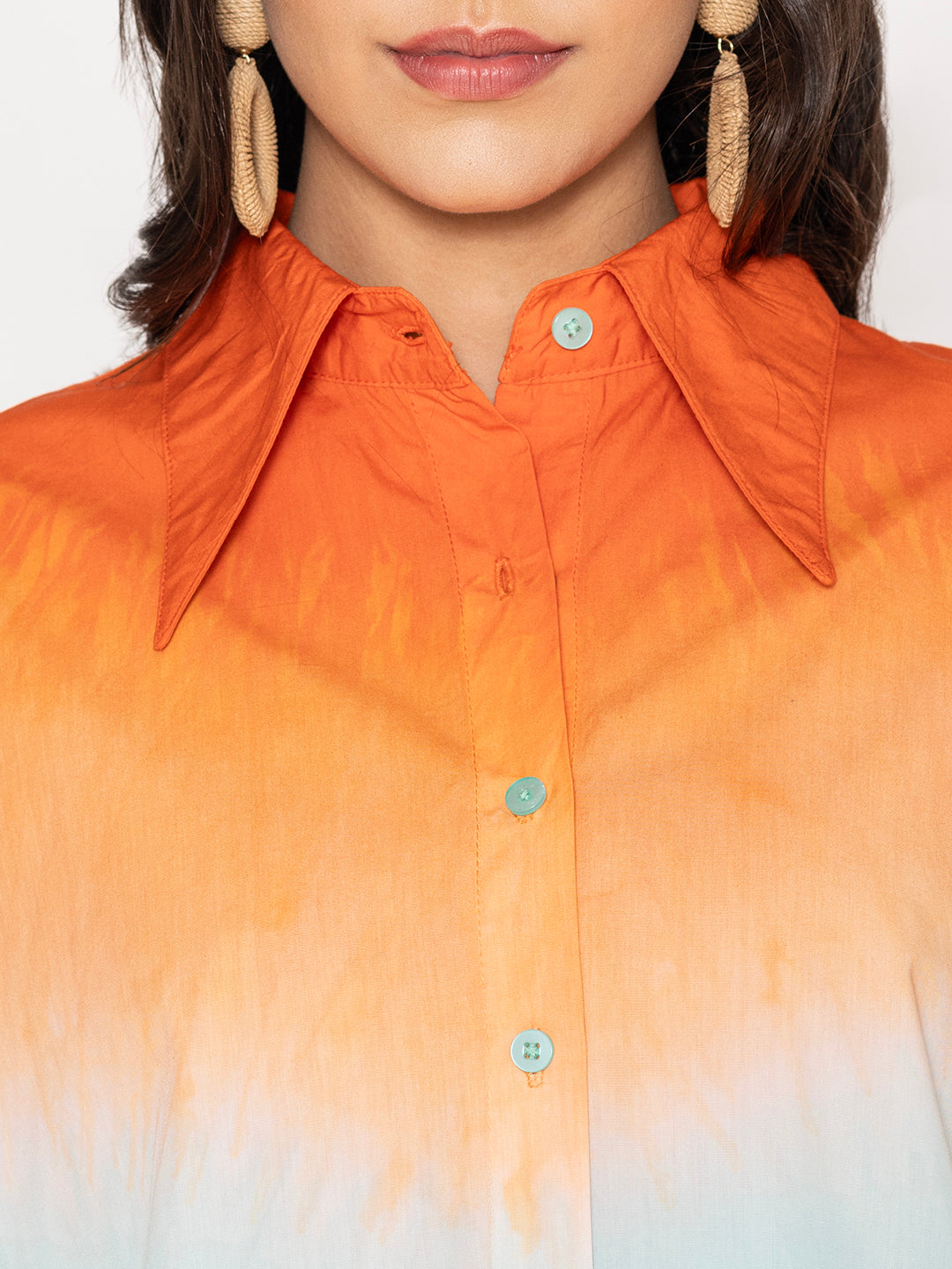Lifestyle shot of ombre cotton oversized shirt