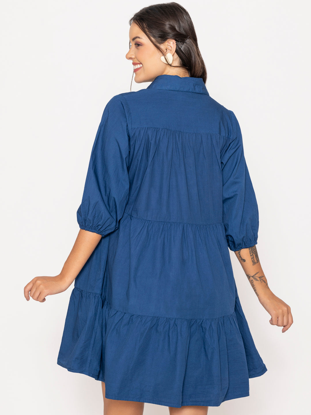 Styling shot of blue shirt dress