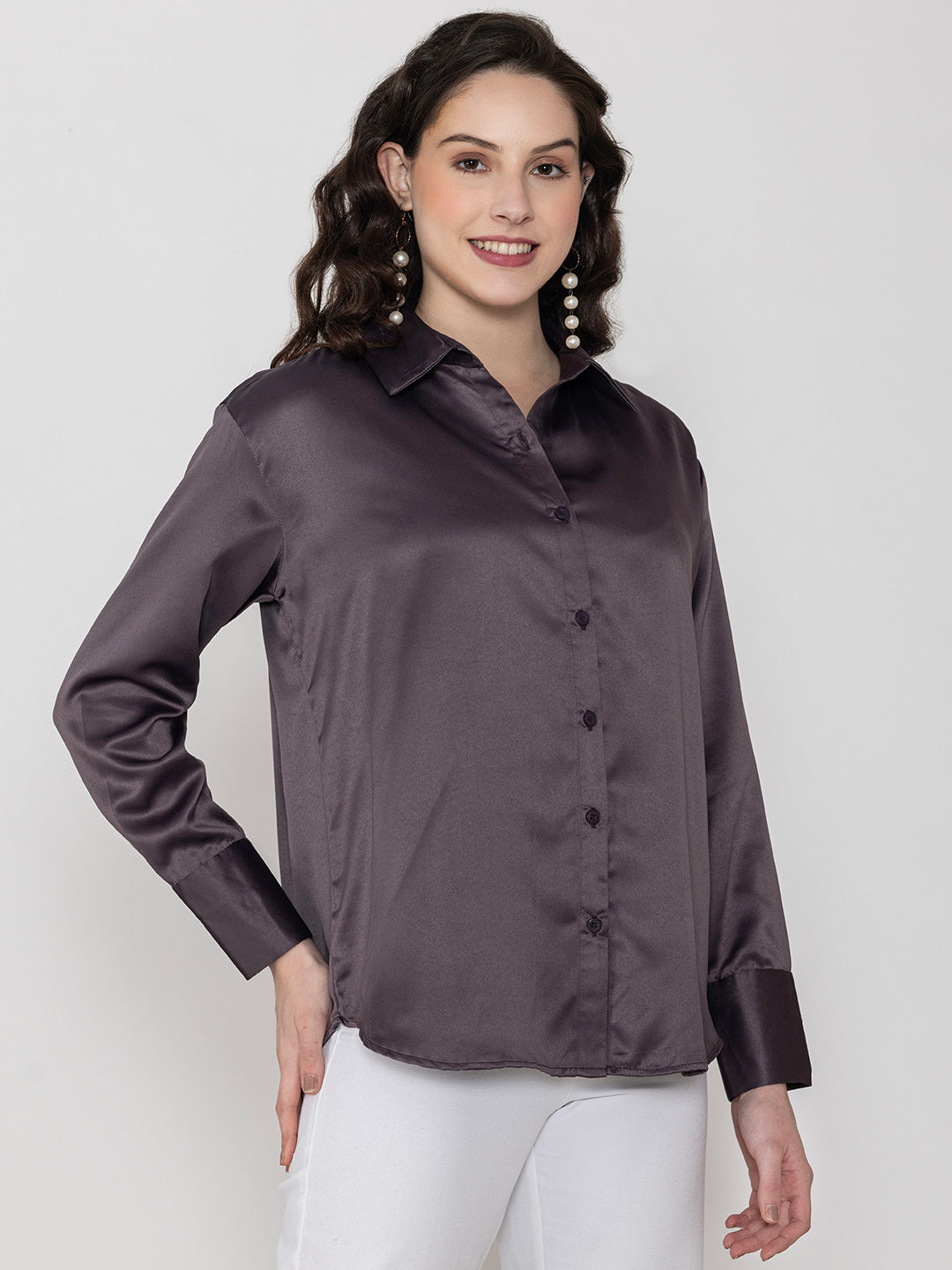 Detail of grey satin sleeve cuff
