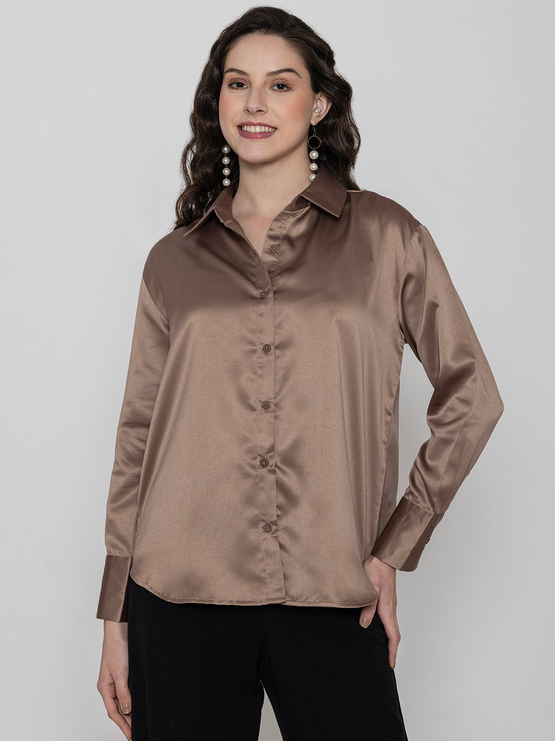 Close-up of beige satin fabric