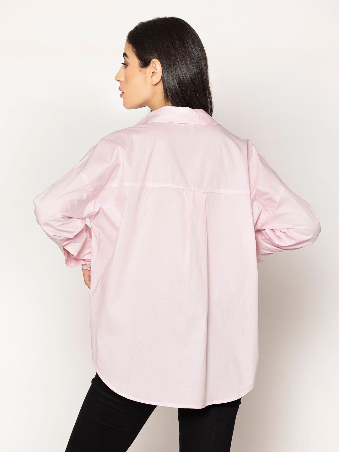Close-up of light pink cotton poplin fabric