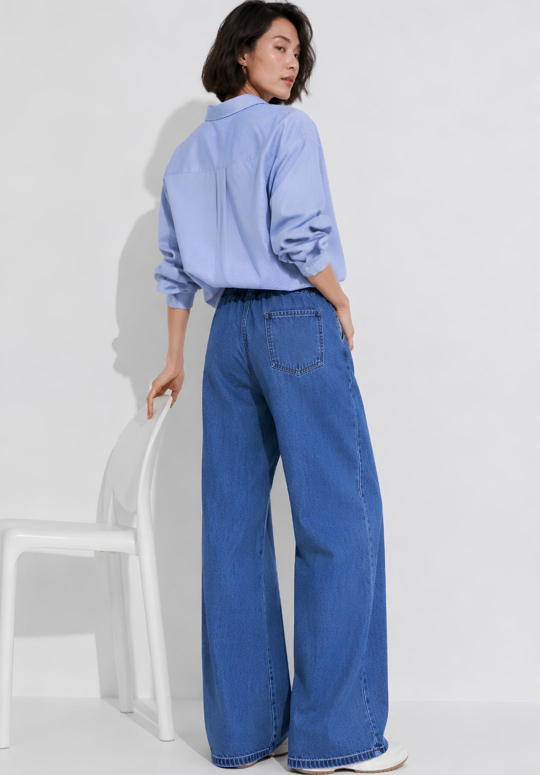 Dark Blue Denim Drawstring Trousers