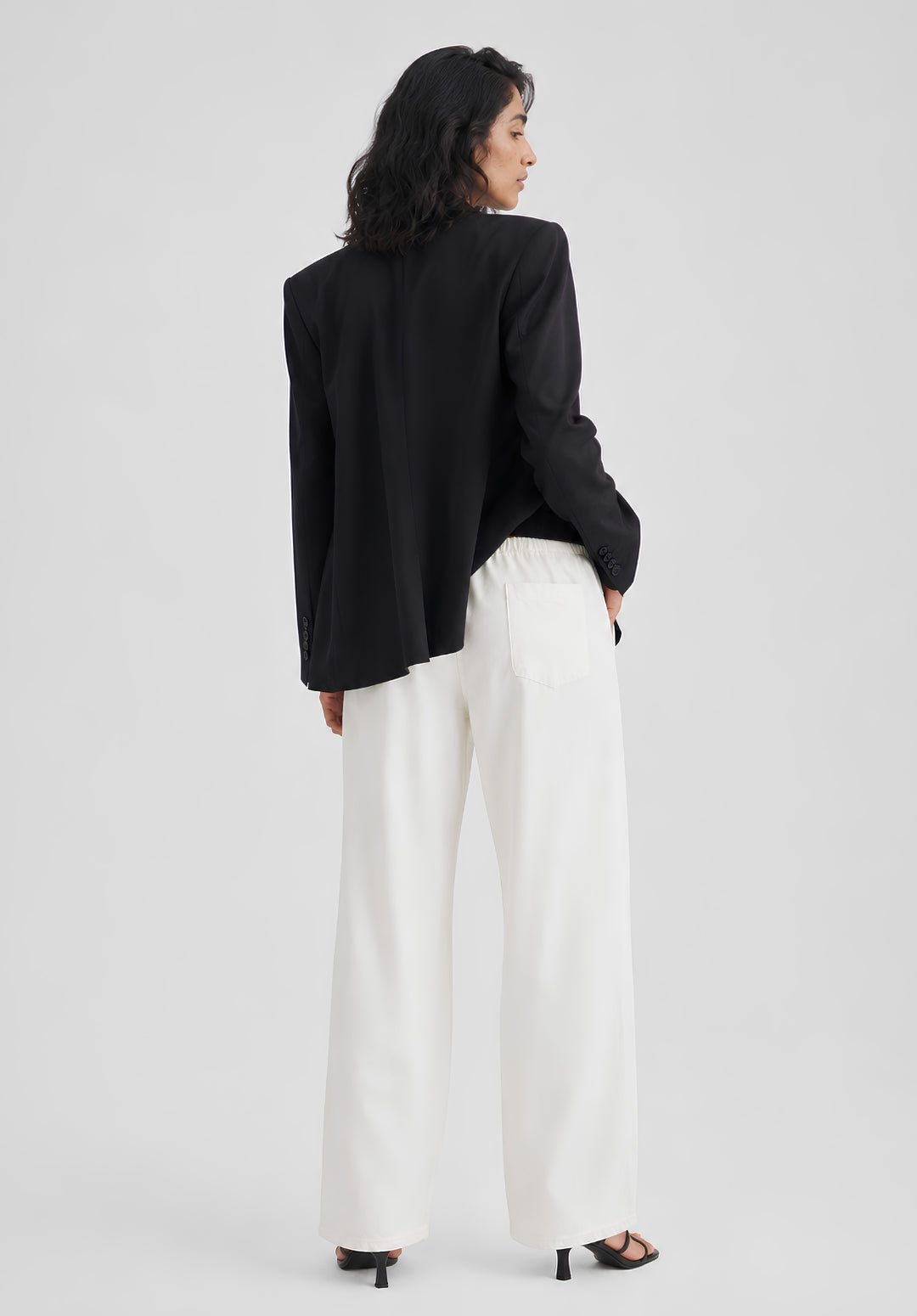White Denim Drawstring Trousers