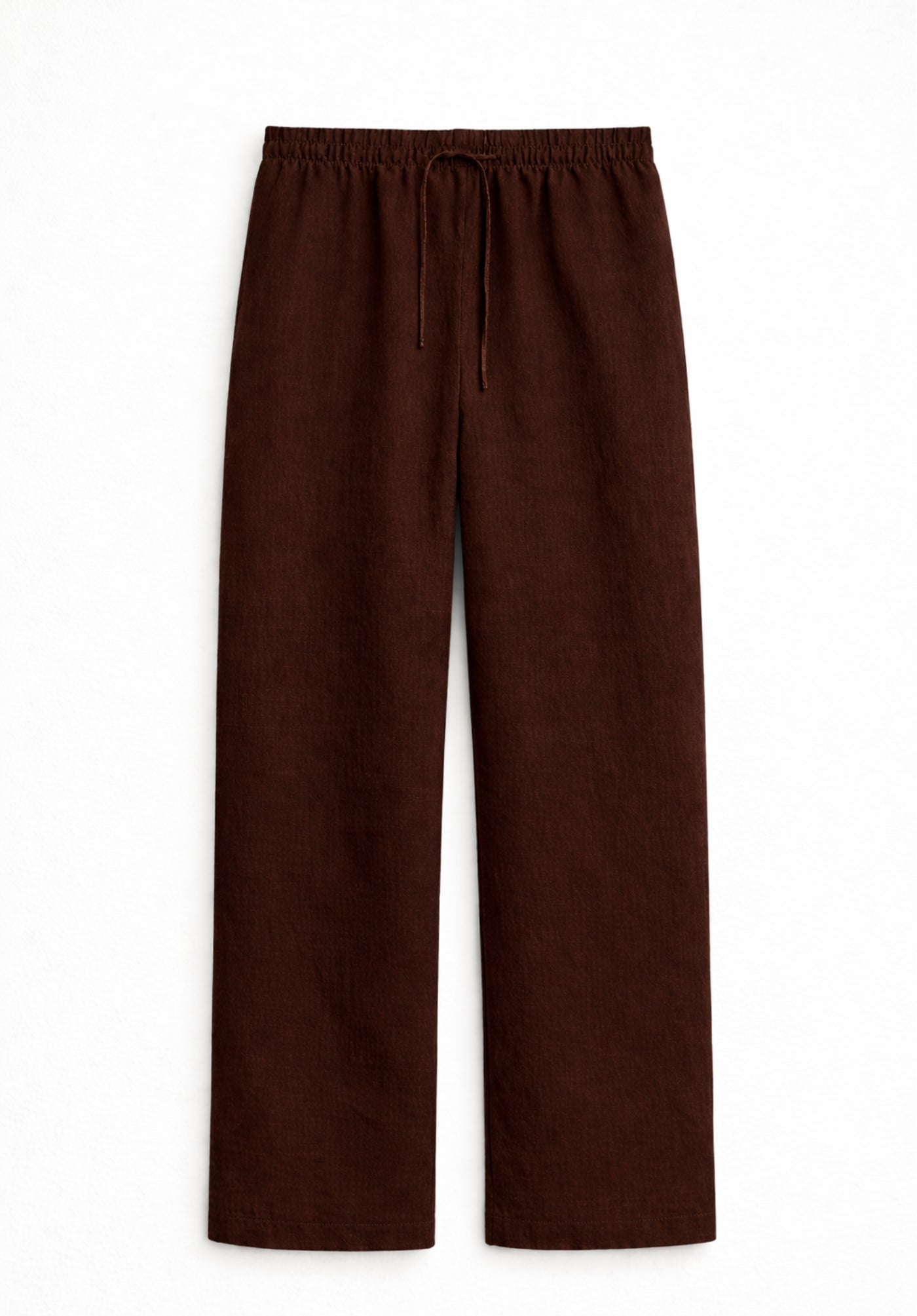 Brown Linen Blend Baggy Trousers
