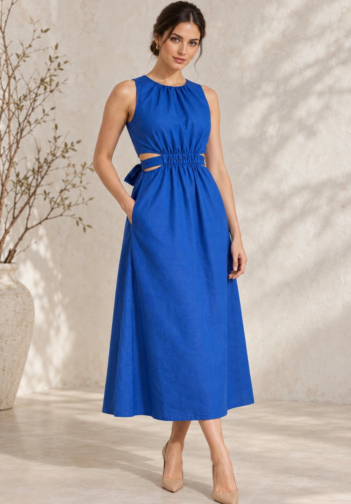 Blue Pure Cotton A-Line Dress