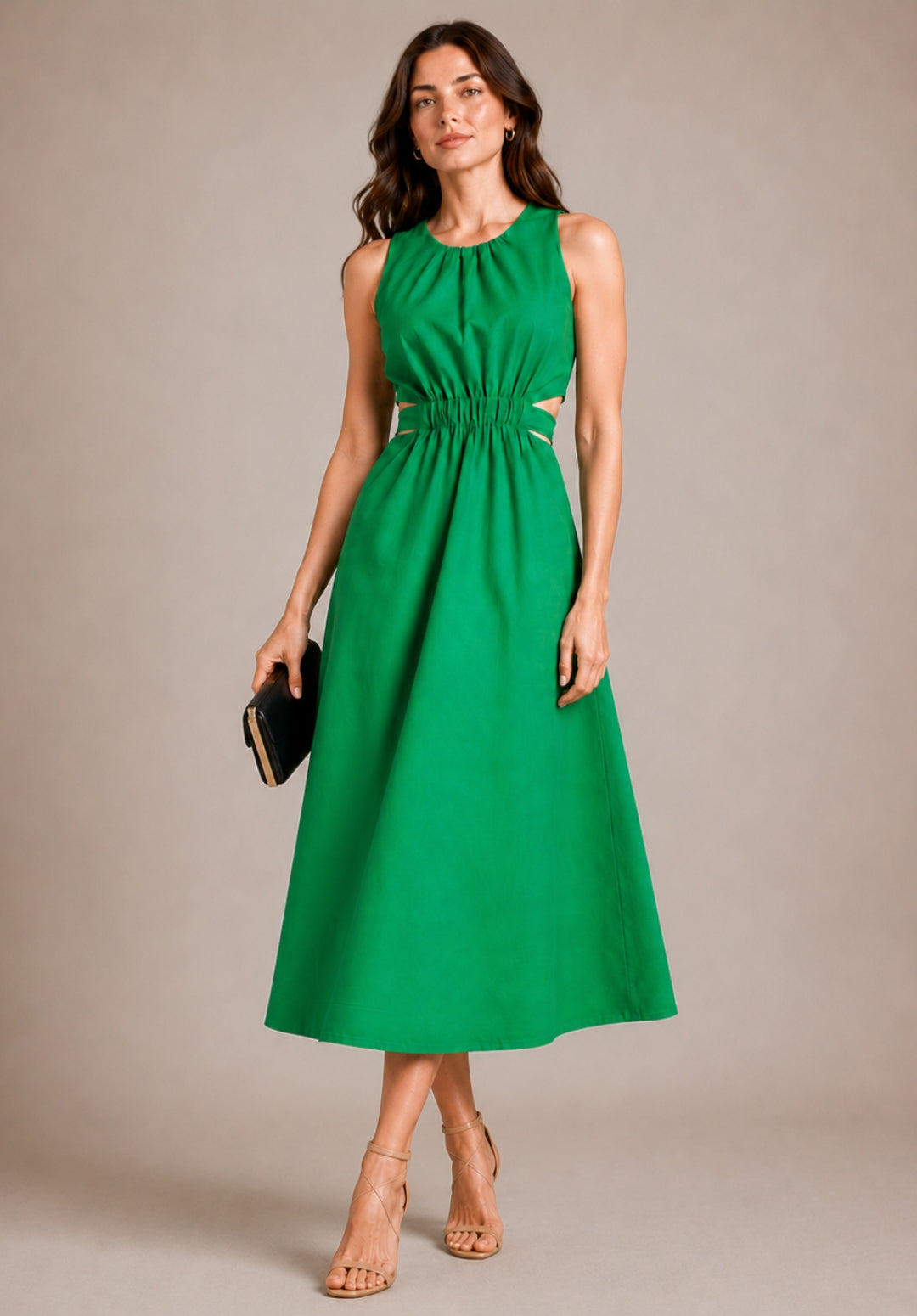 Green Pure Cotton A-Line Dress