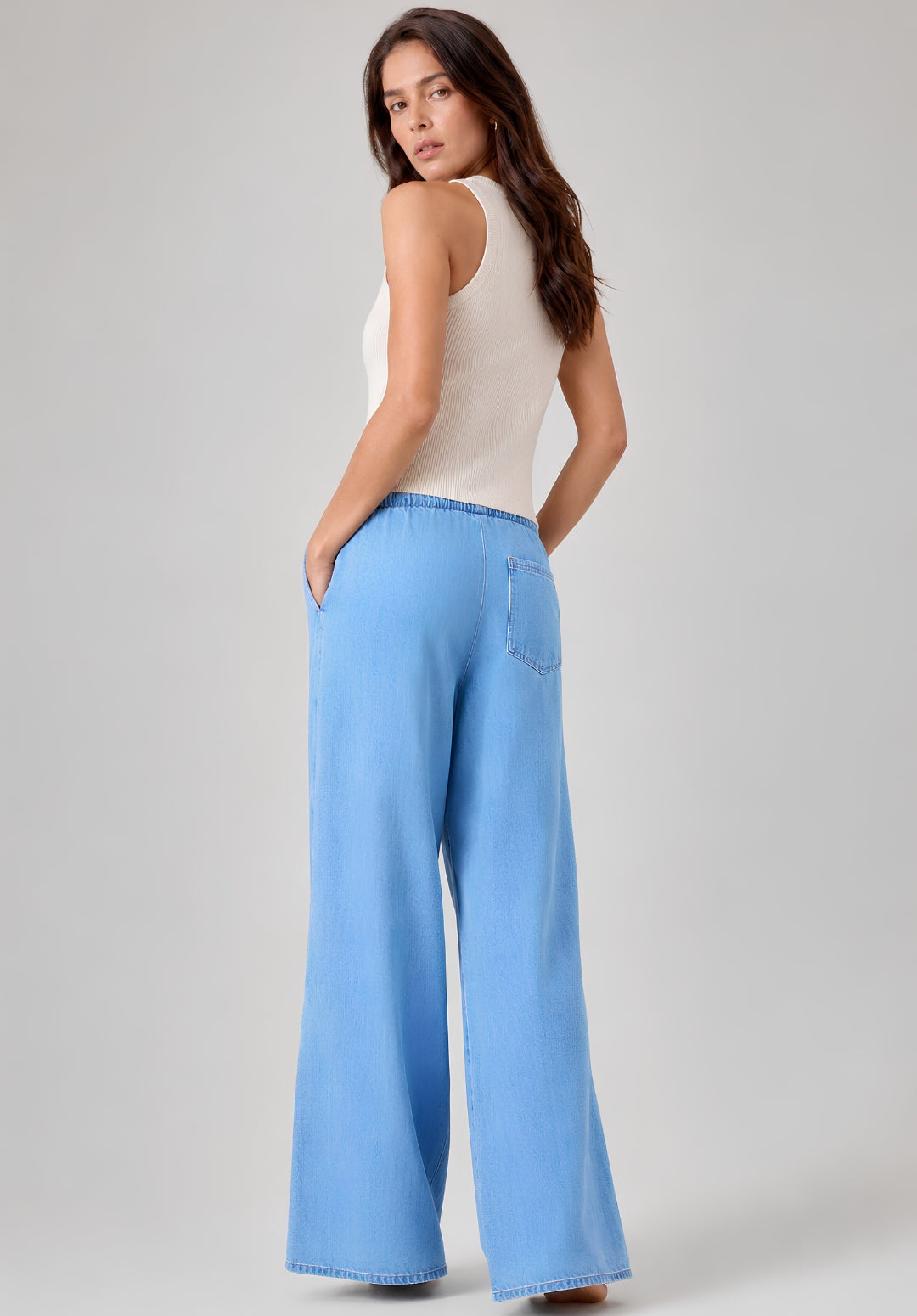 Light Blue Denim Drawstring Trousers