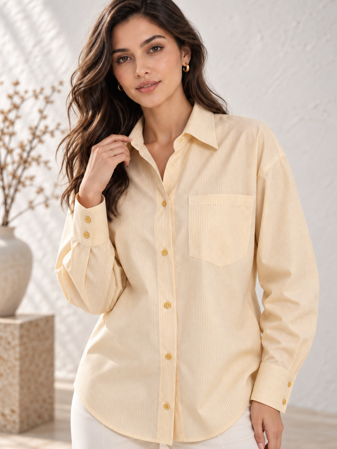 Yellow Striped Cotton Shirt