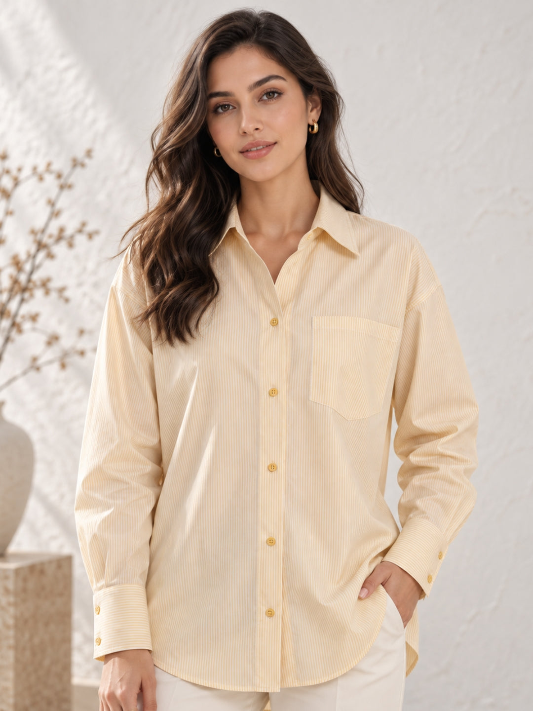 Yellow Striped Cotton Shirt