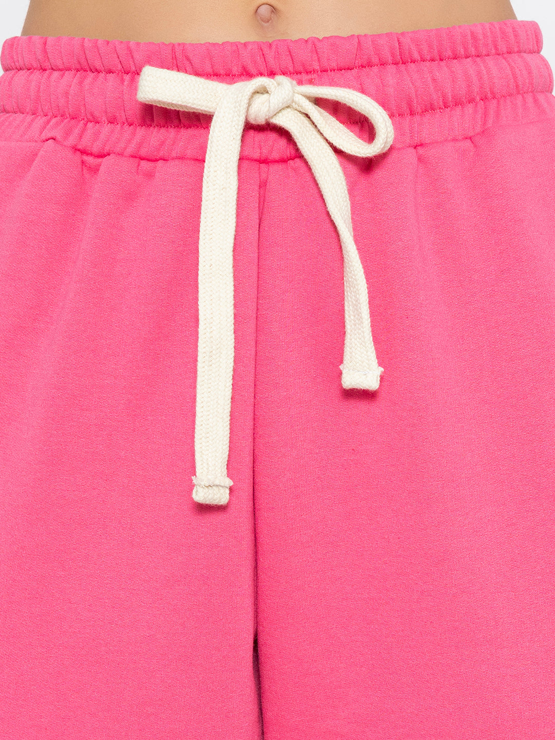 Full-length view of pink cotton blend joggers