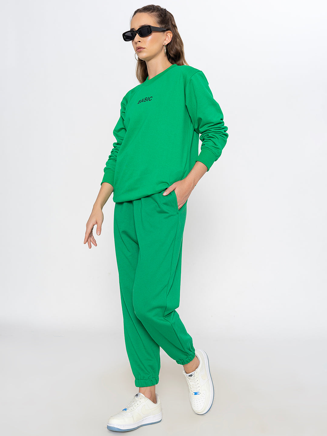 Green co-ord loungewear set for women - back view