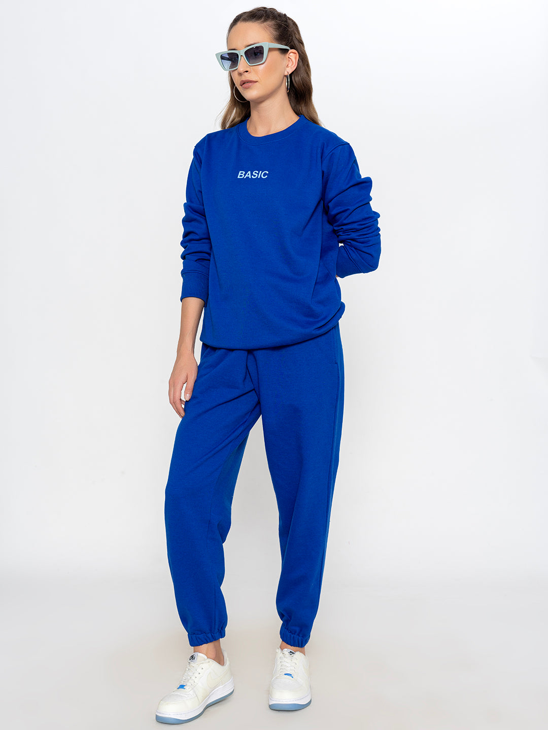 Blue sweatshirt jogger set - relaxed fit