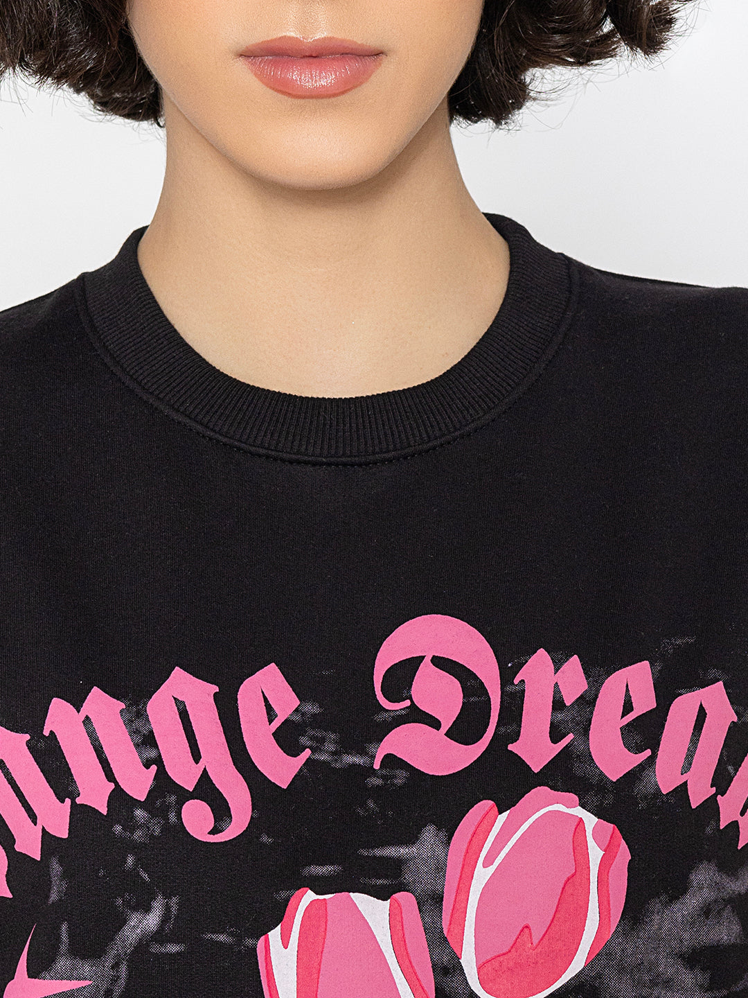 Full-length view of black relaxed sweatshirt