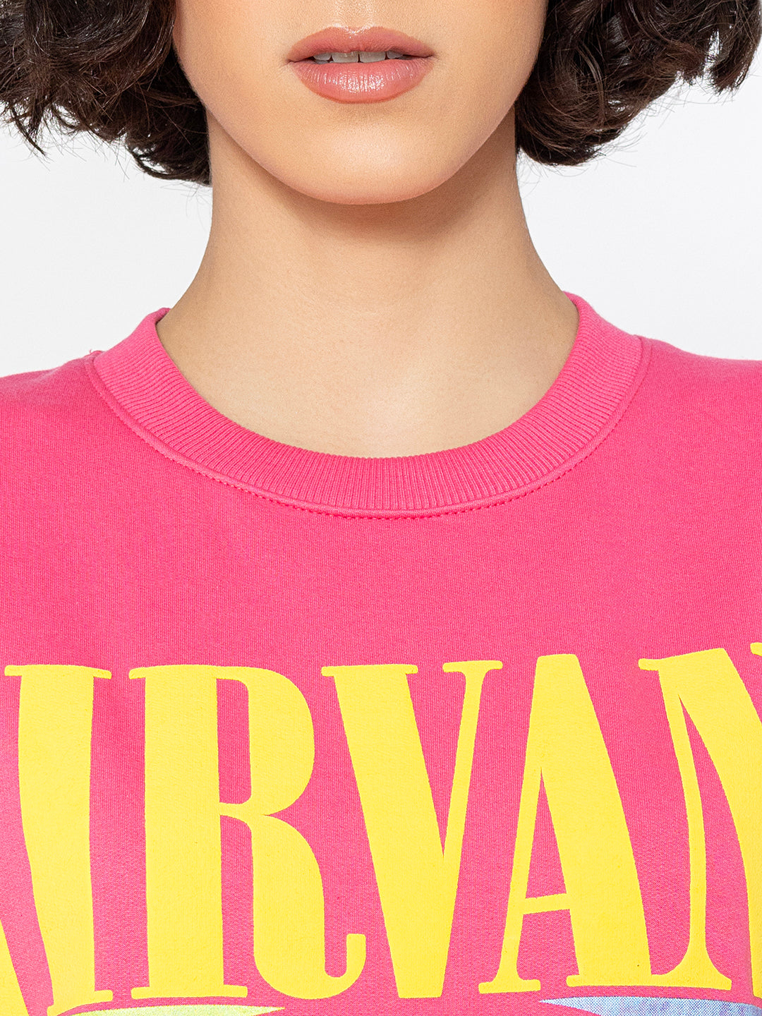 Full-length view of pink relaxed sweatshirt