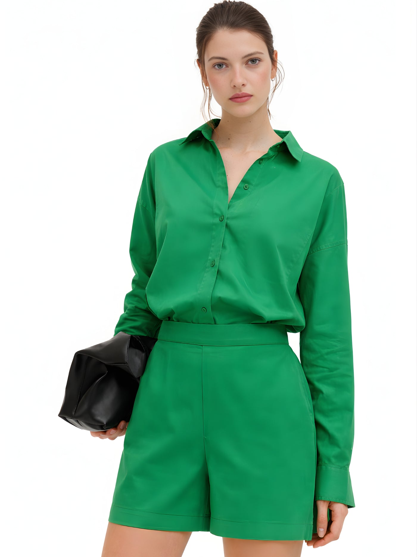 Detail of green poplin cotton fabric weave