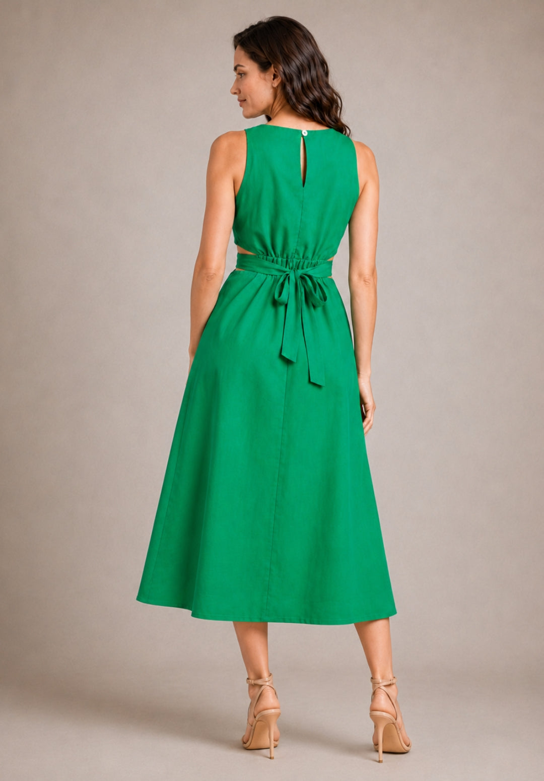 Green Pure Cotton A-Line Dress