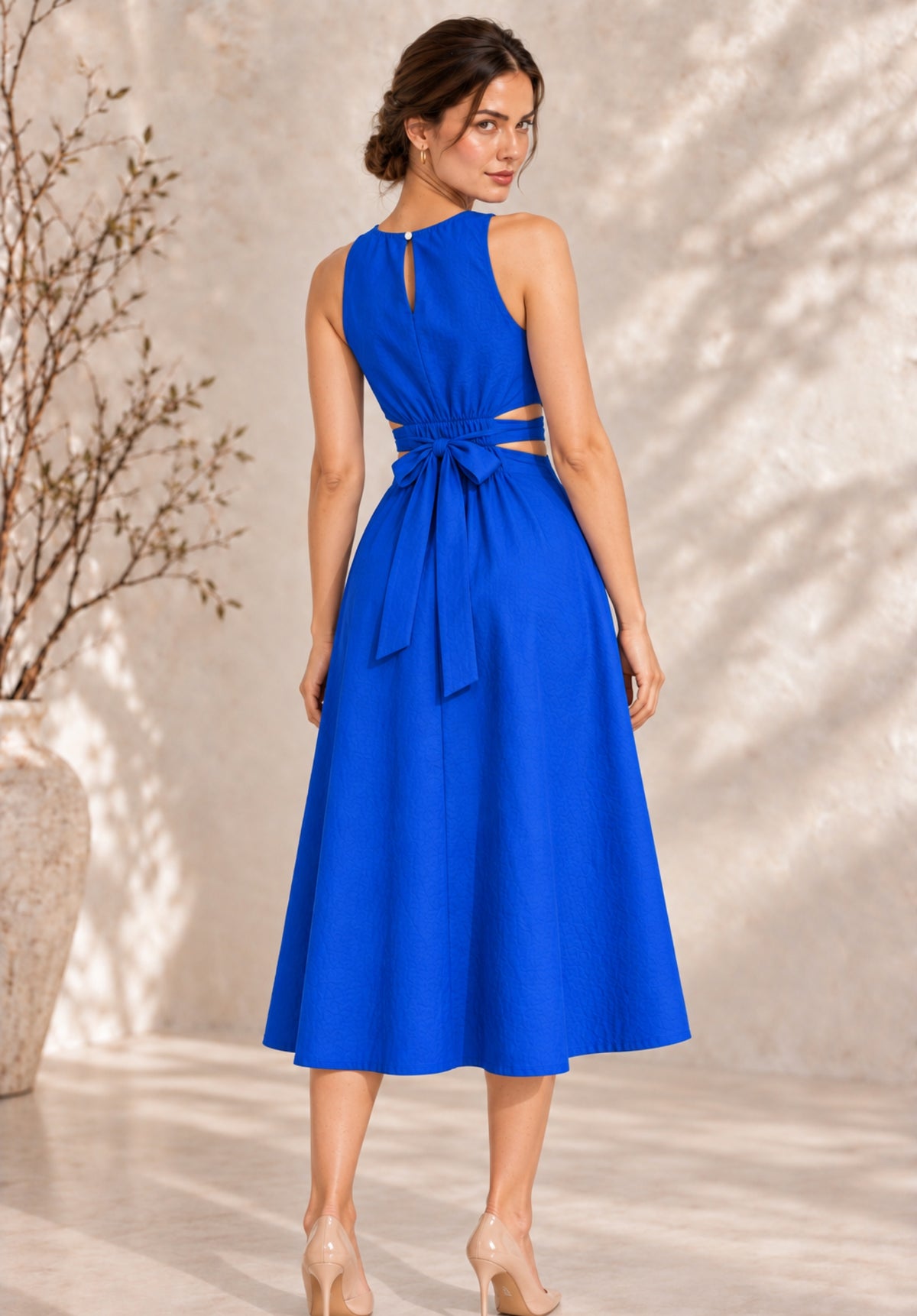 Blue Pure Cotton A-Line Dress