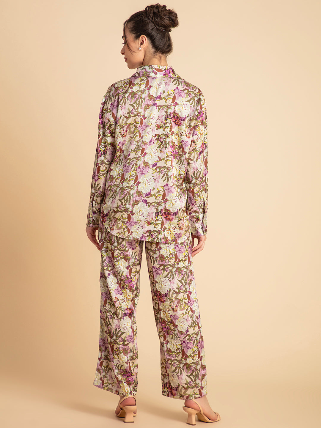 Buttoned cuff detail on satin shirt