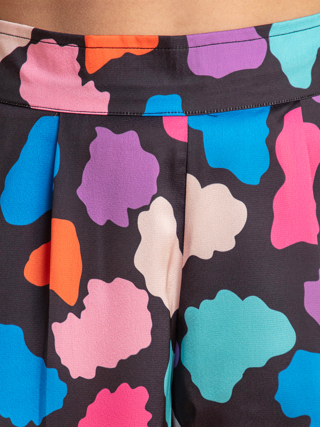 Multi print satin co-ord set full outfit shot