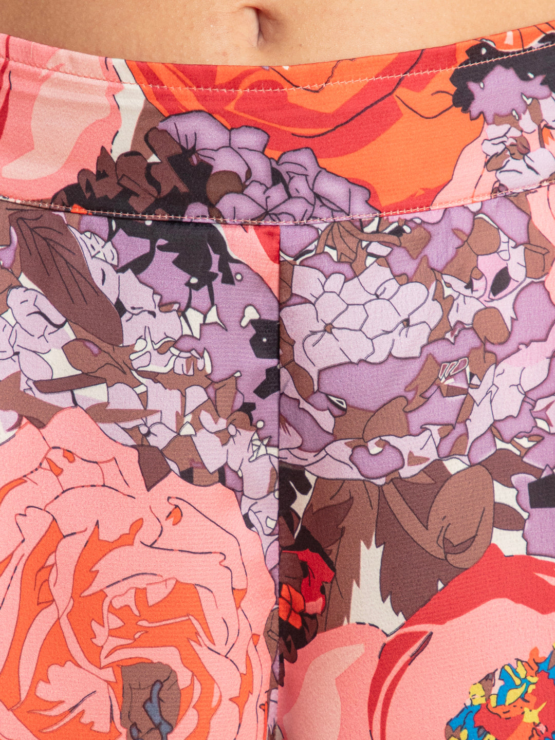 Pink and orange floral satin co-ord set full outfit shot