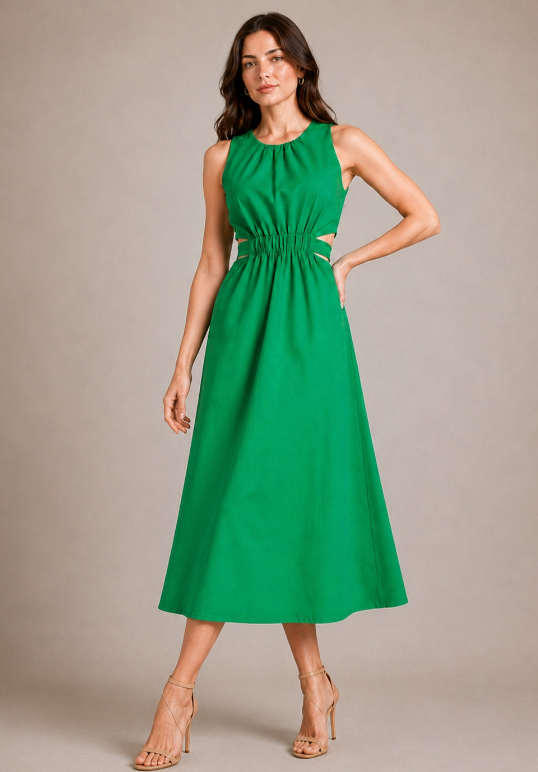 Green Pure Cotton A-Line Dress