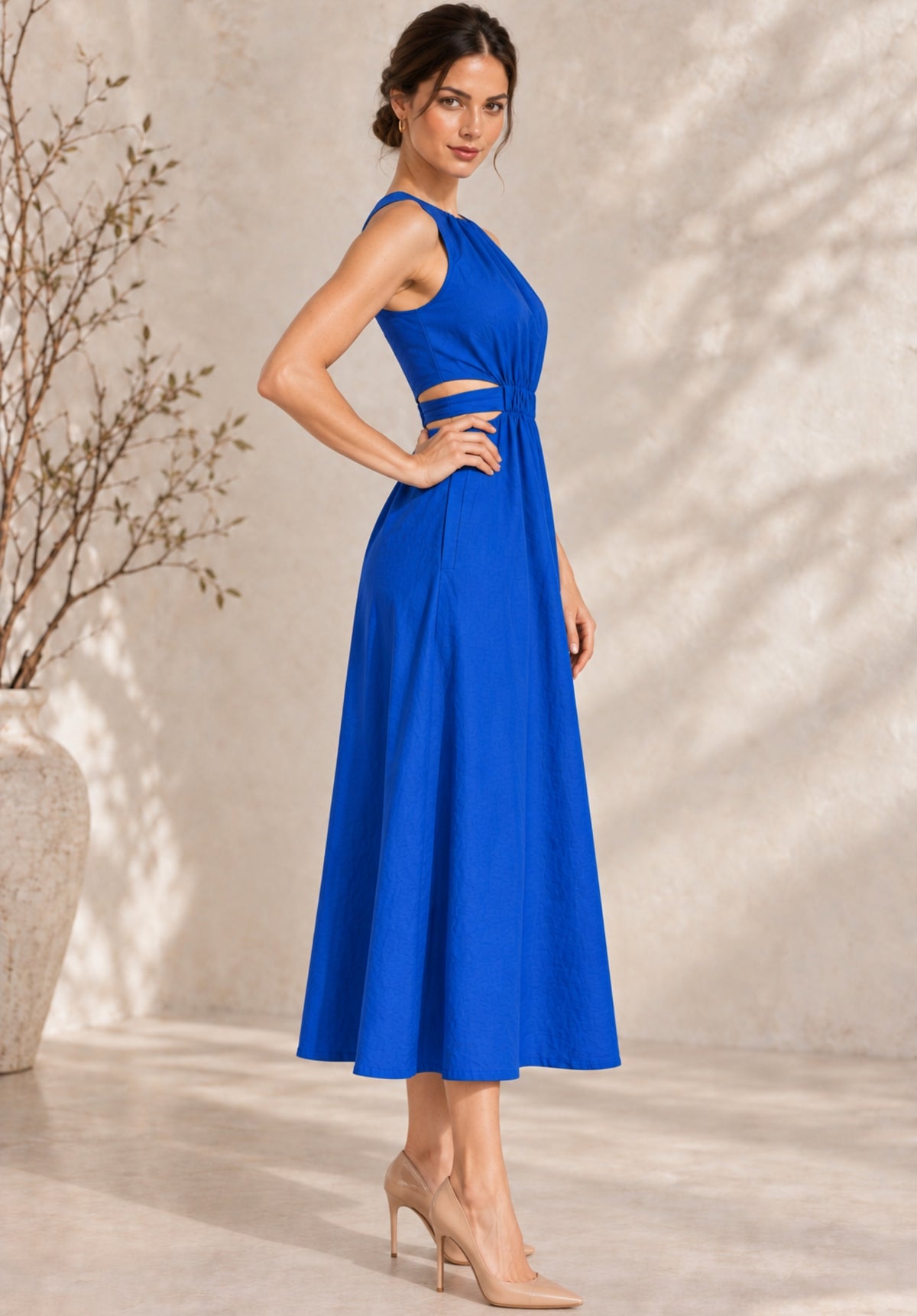 Blue Pure Cotton A-Line Dress