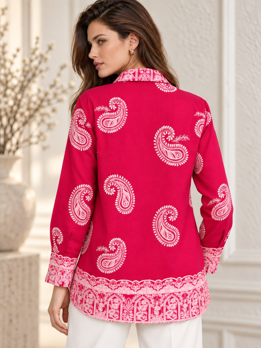 Pink Puff Print Oversized Shirt