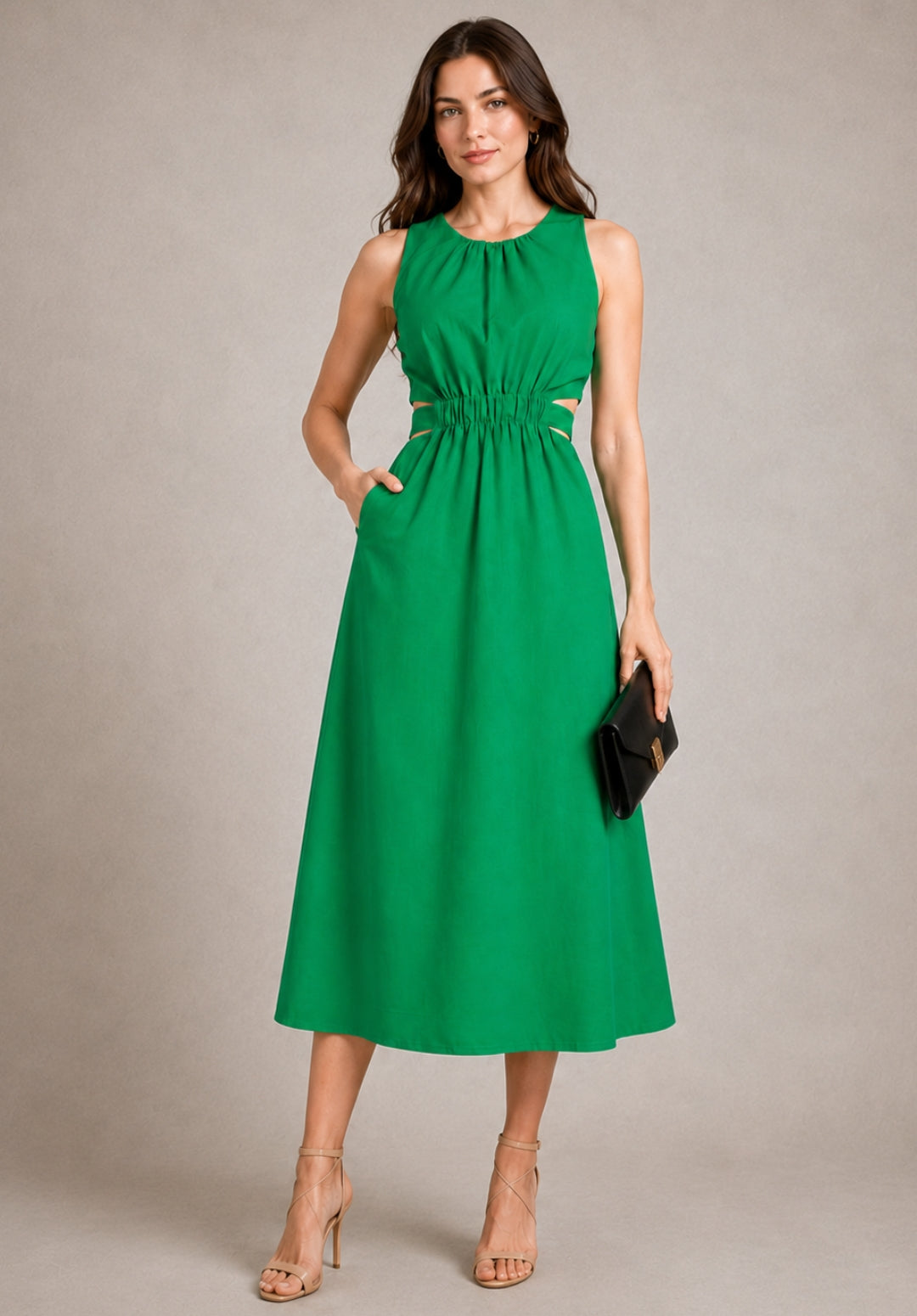 Green Pure Cotton A-Line Dress