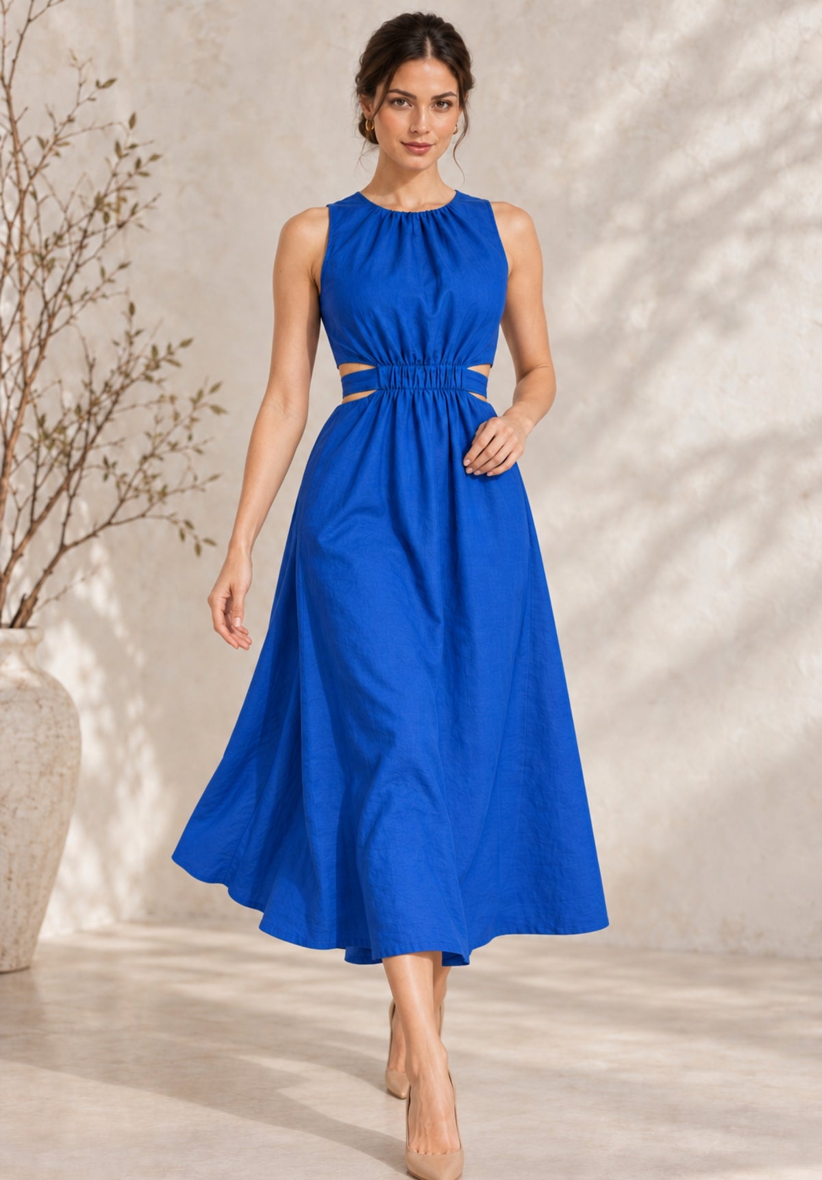 Blue Pure Cotton A-Line Dress
