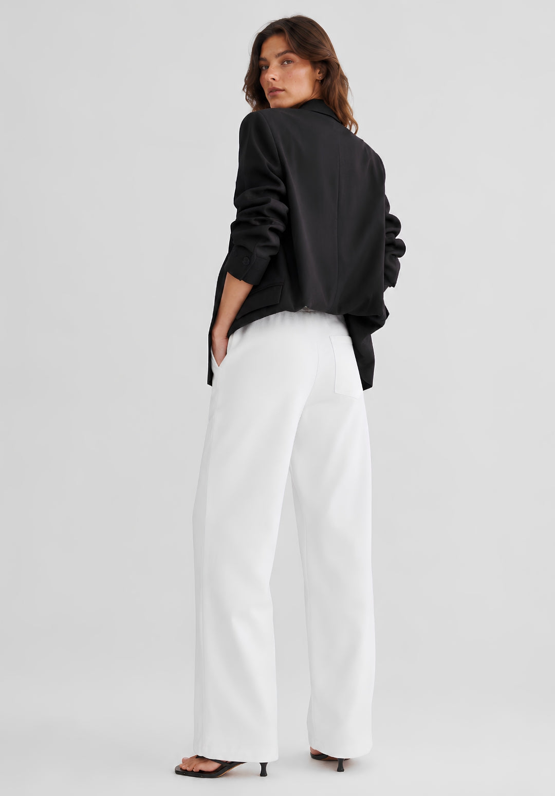 White Denim Drawstring Trousers