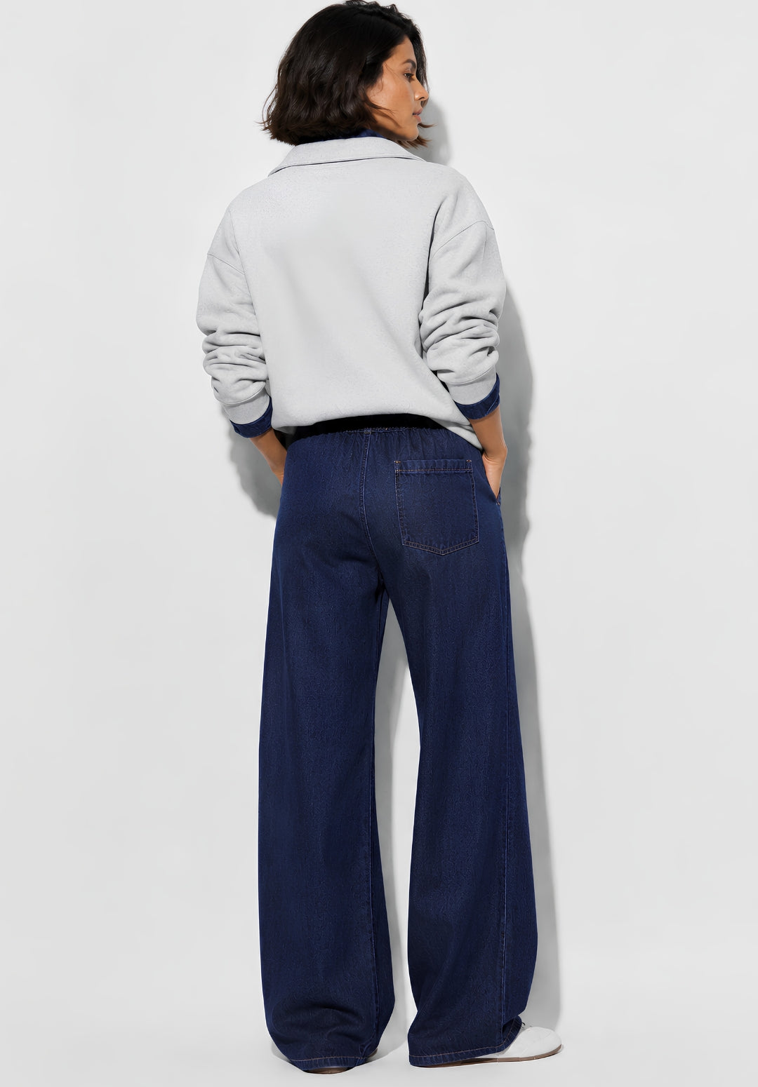 Natural Blue Denim Drawstring Trousers