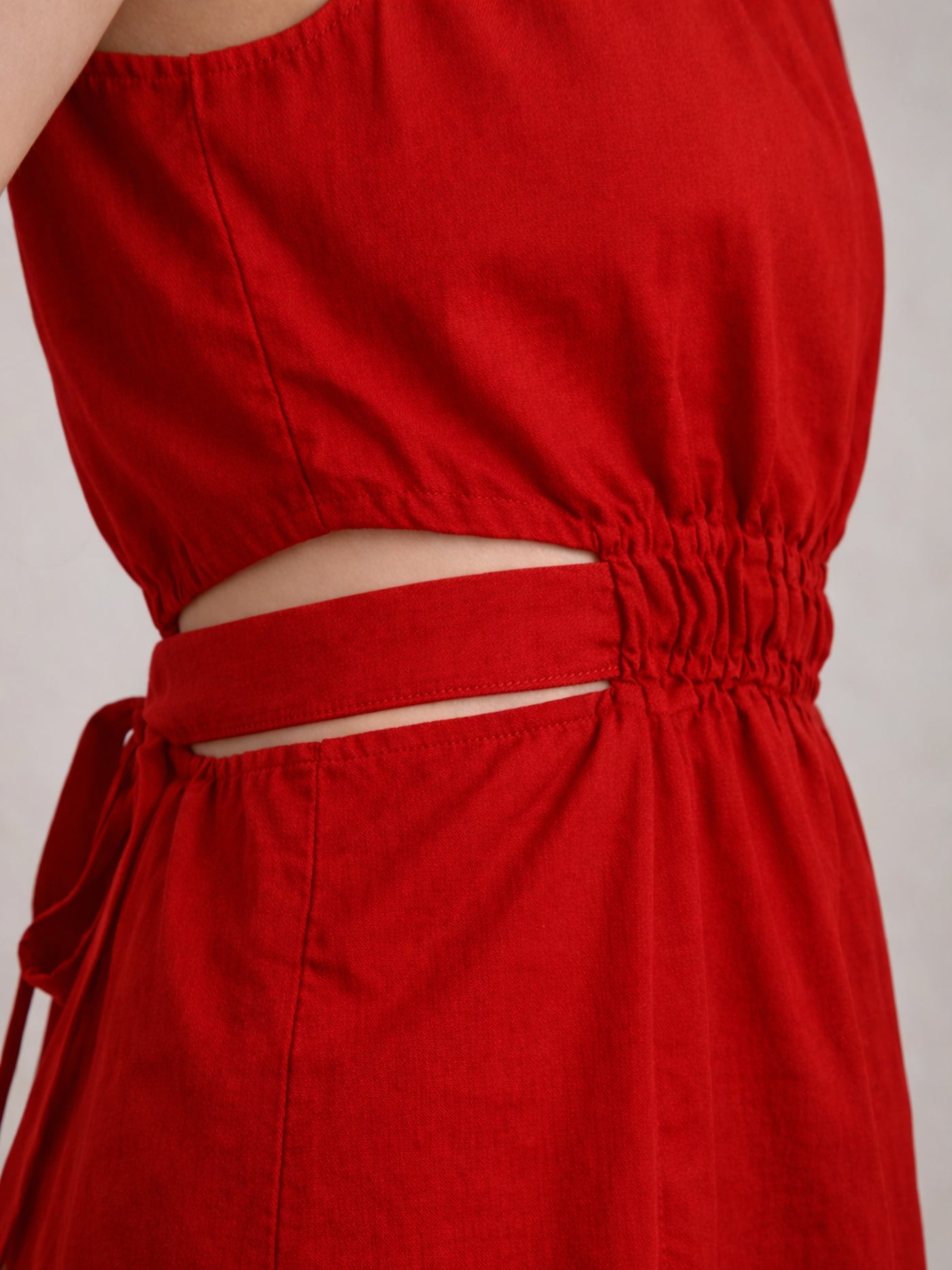 Red A-line dress back view by LoungeDreams