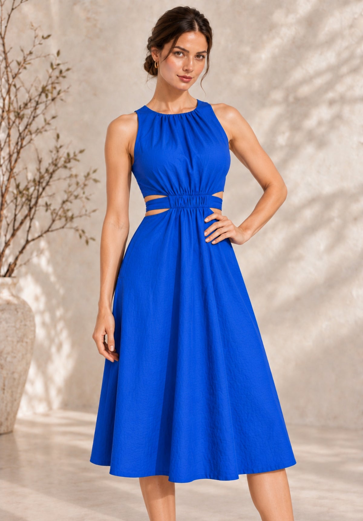Blue Pure Cotton A-Line Dress