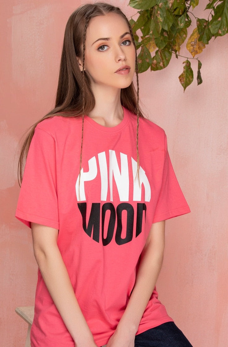 Pink Mood oversized graphic t-shirt for women lifestyle shot
