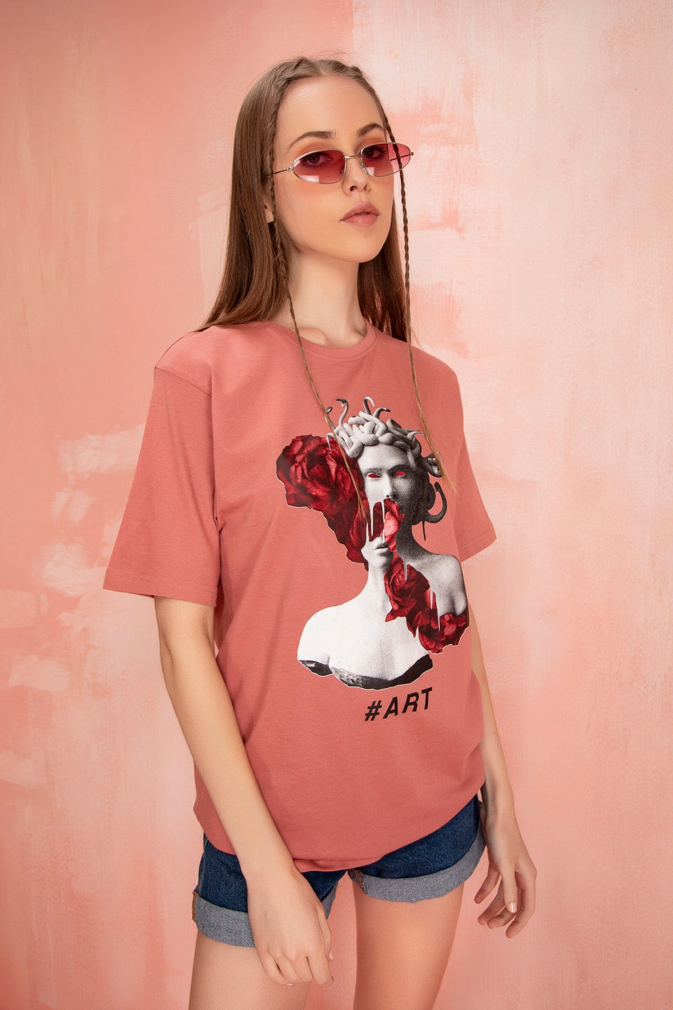 Side view of Art Sculpture oversized t-shirt