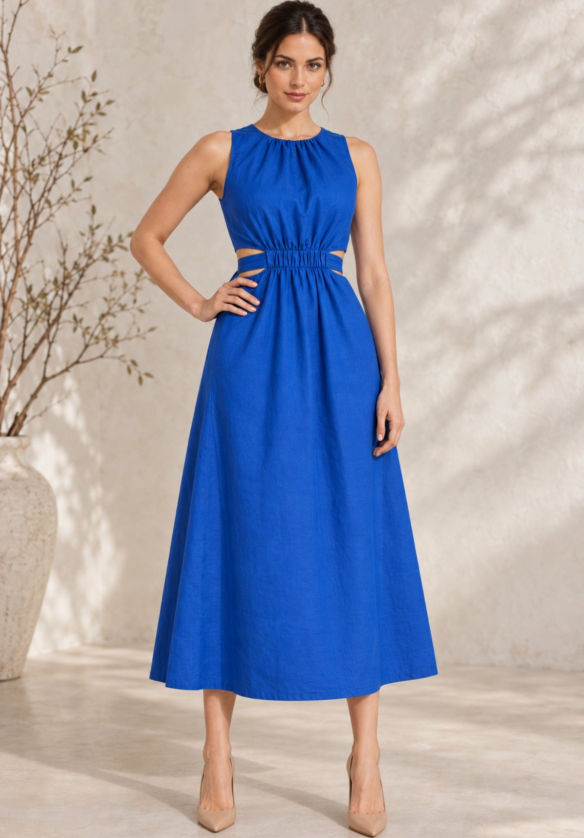 Blue Pure Cotton A-Line Dress