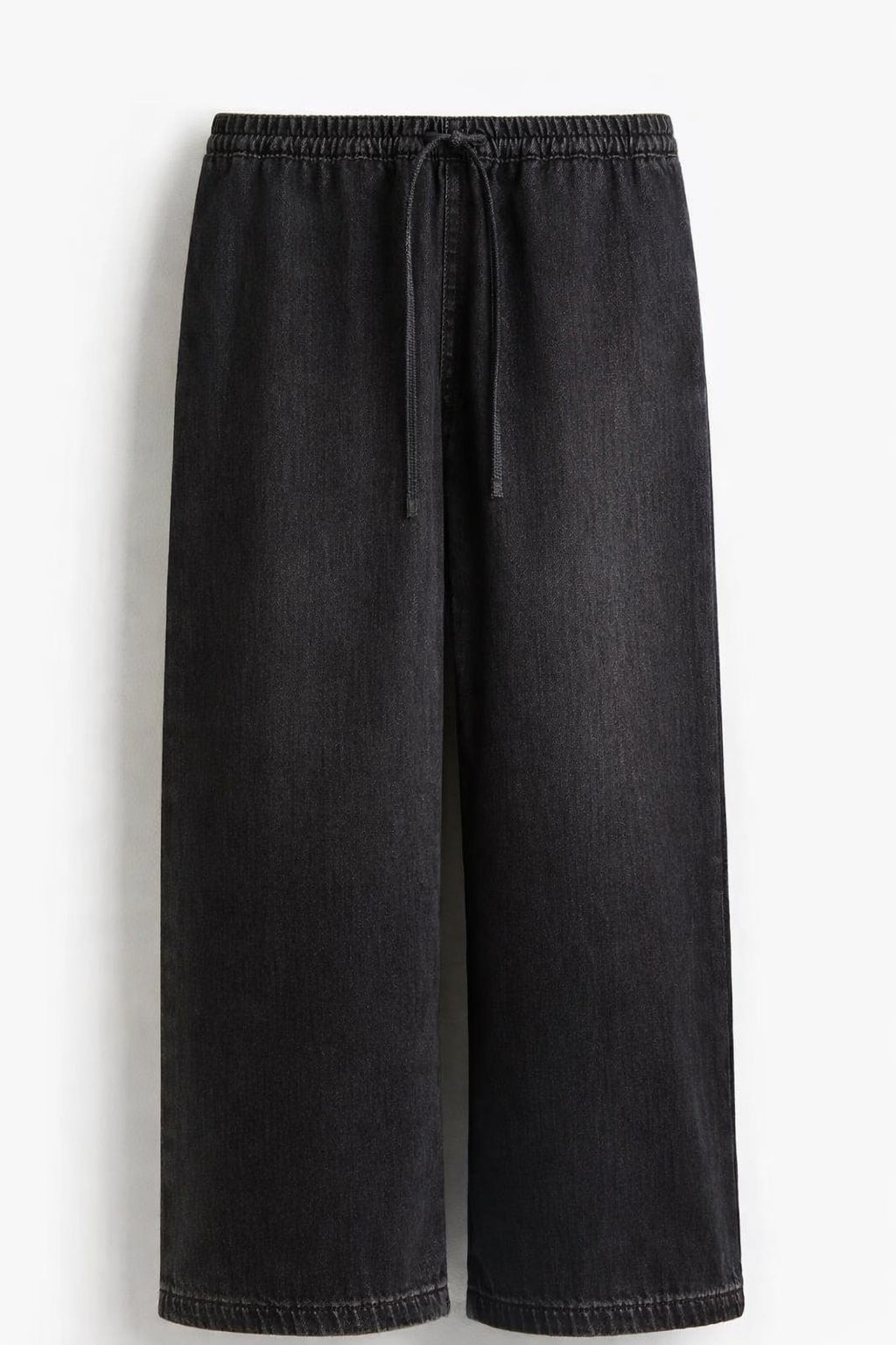 Black Denim Drawstring Trousers
