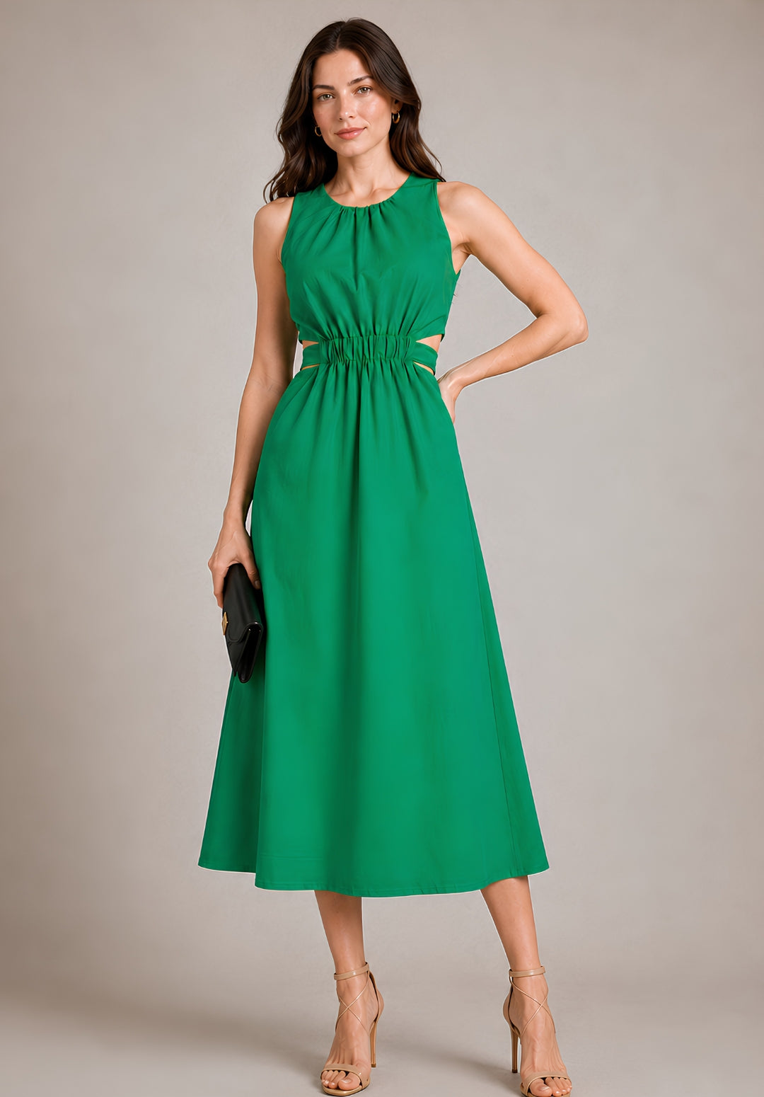 Green Pure Cotton A-Line Dress