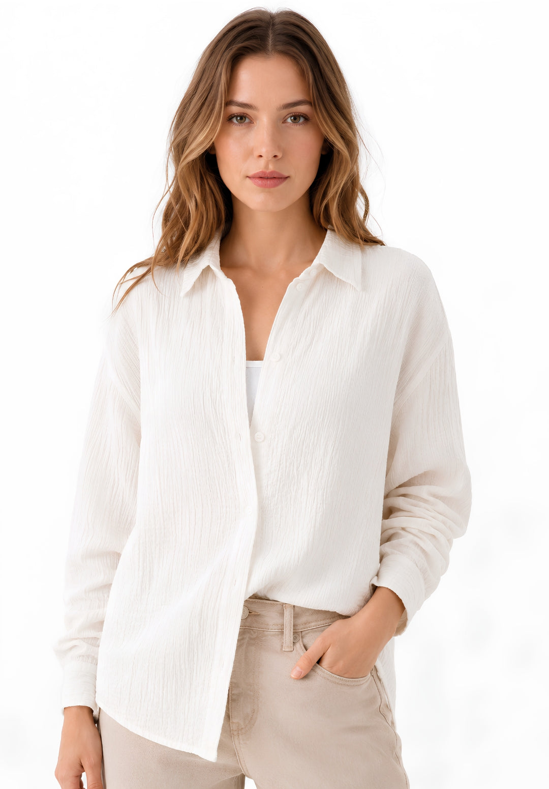 Off-White Wrinkled Cotton Shirt