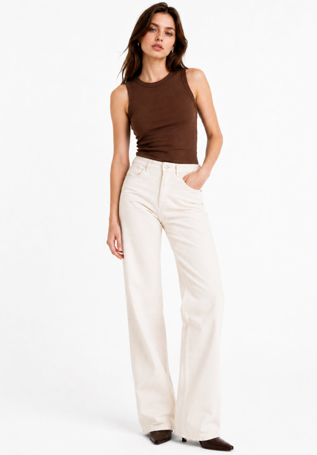 Brown Ribbed Top