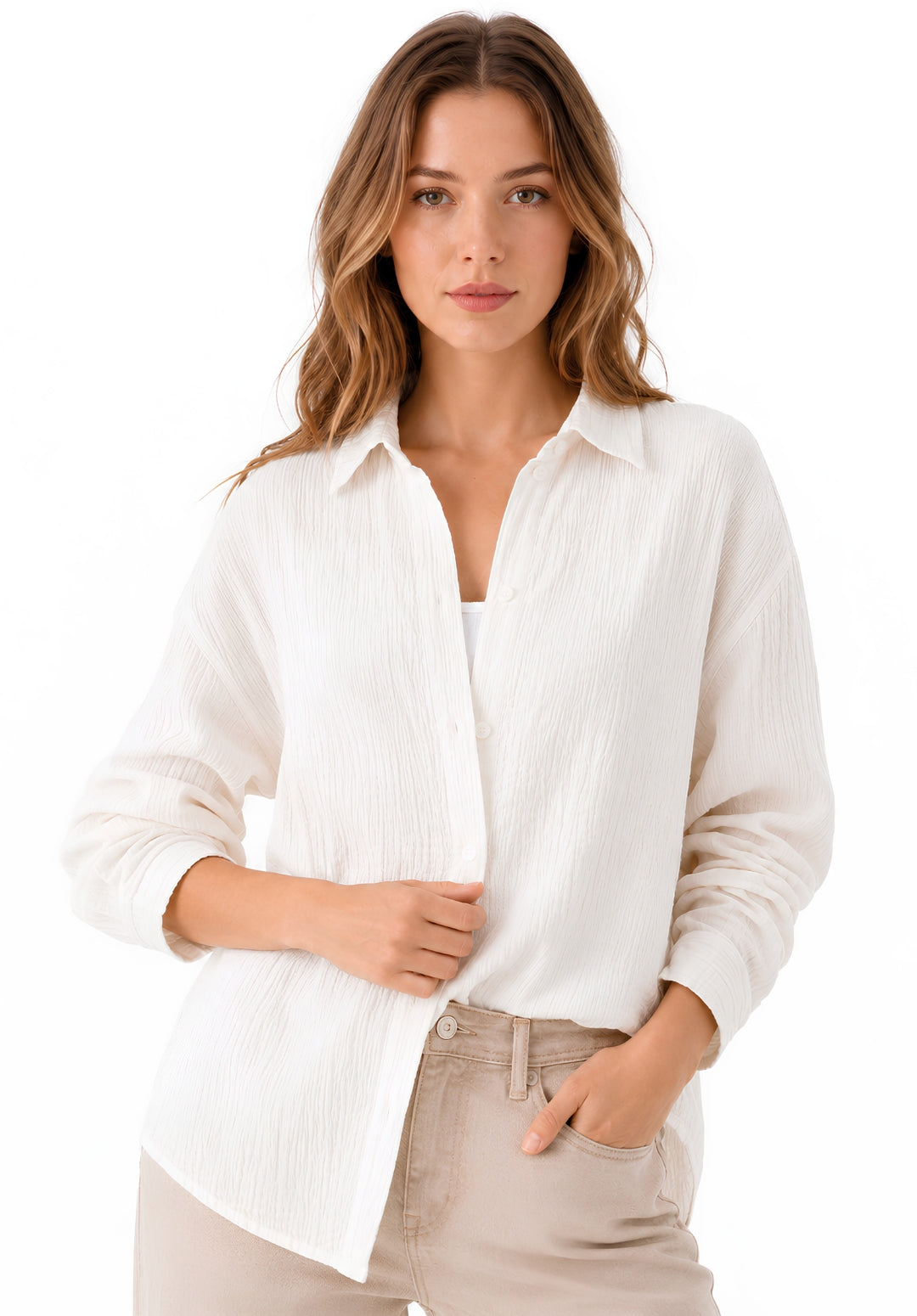 Off-White Wrinkled Cotton Shirt