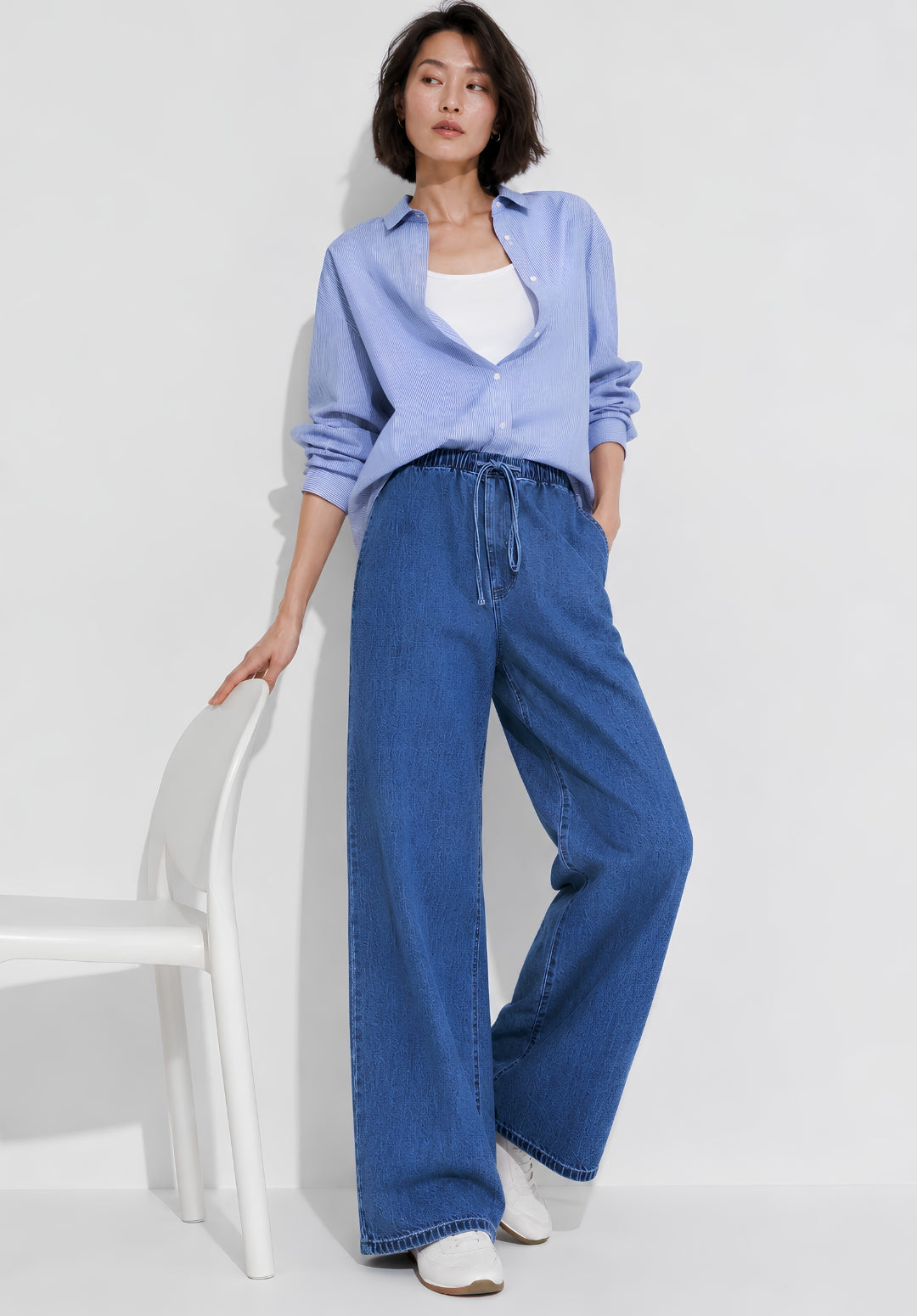 Dark Blue Denim Drawstring Trousers