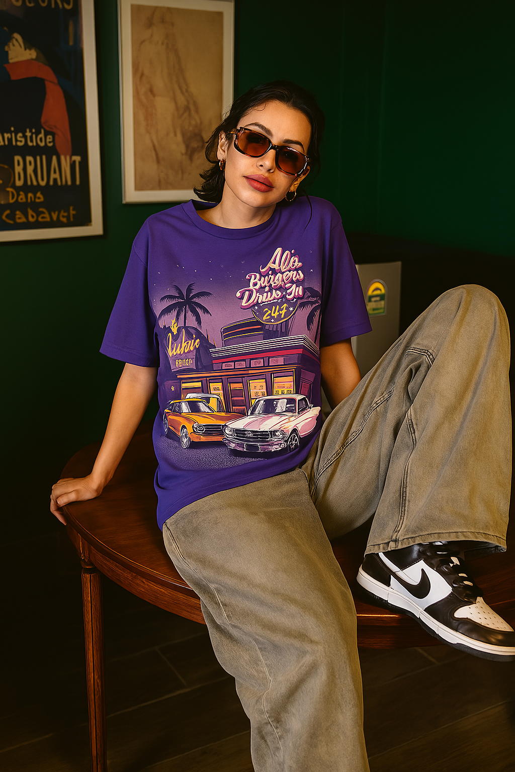 Cars oversized graphic t-shirt for women lifestyle shot