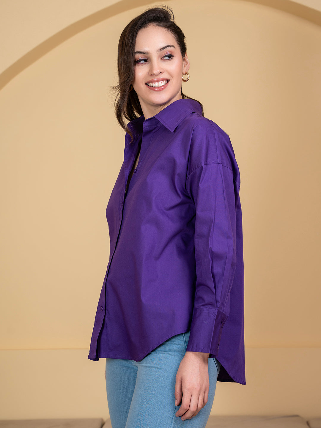 Purple cotton shirt - relaxed oversized fit
