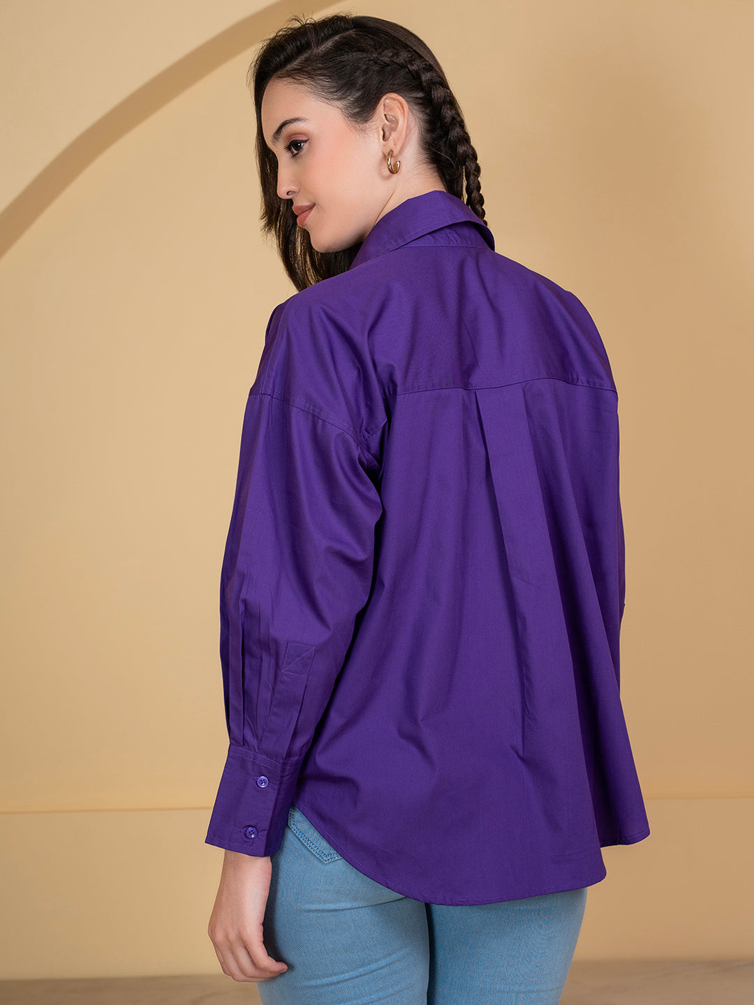 Purple cotton shirt - back view