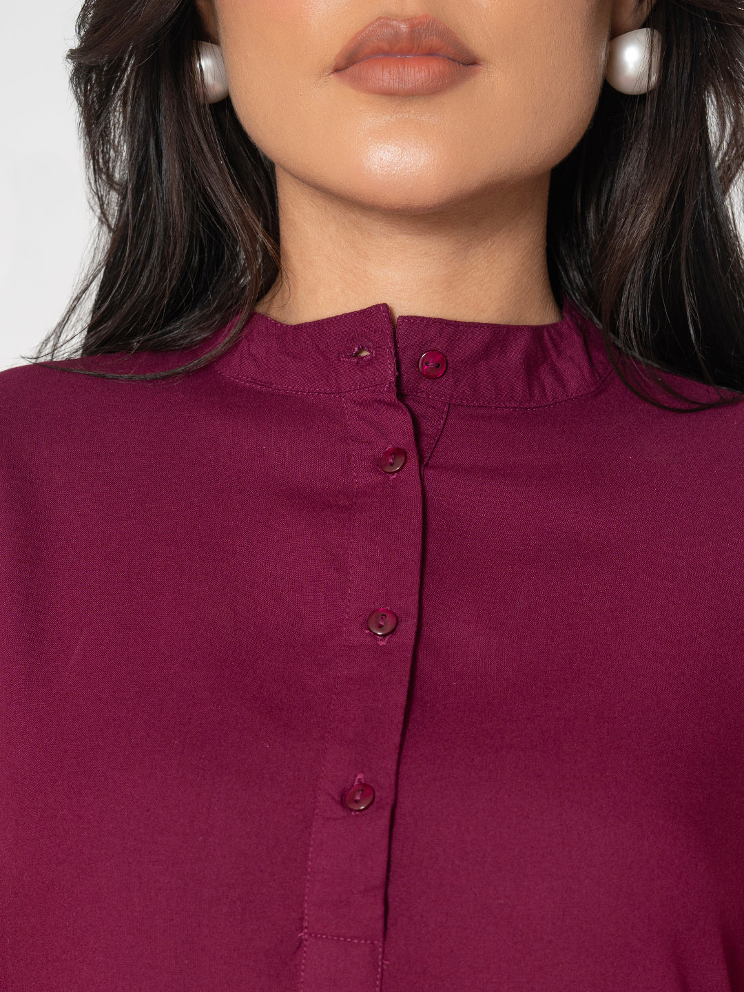 Detail of soft rayon fabric in wine