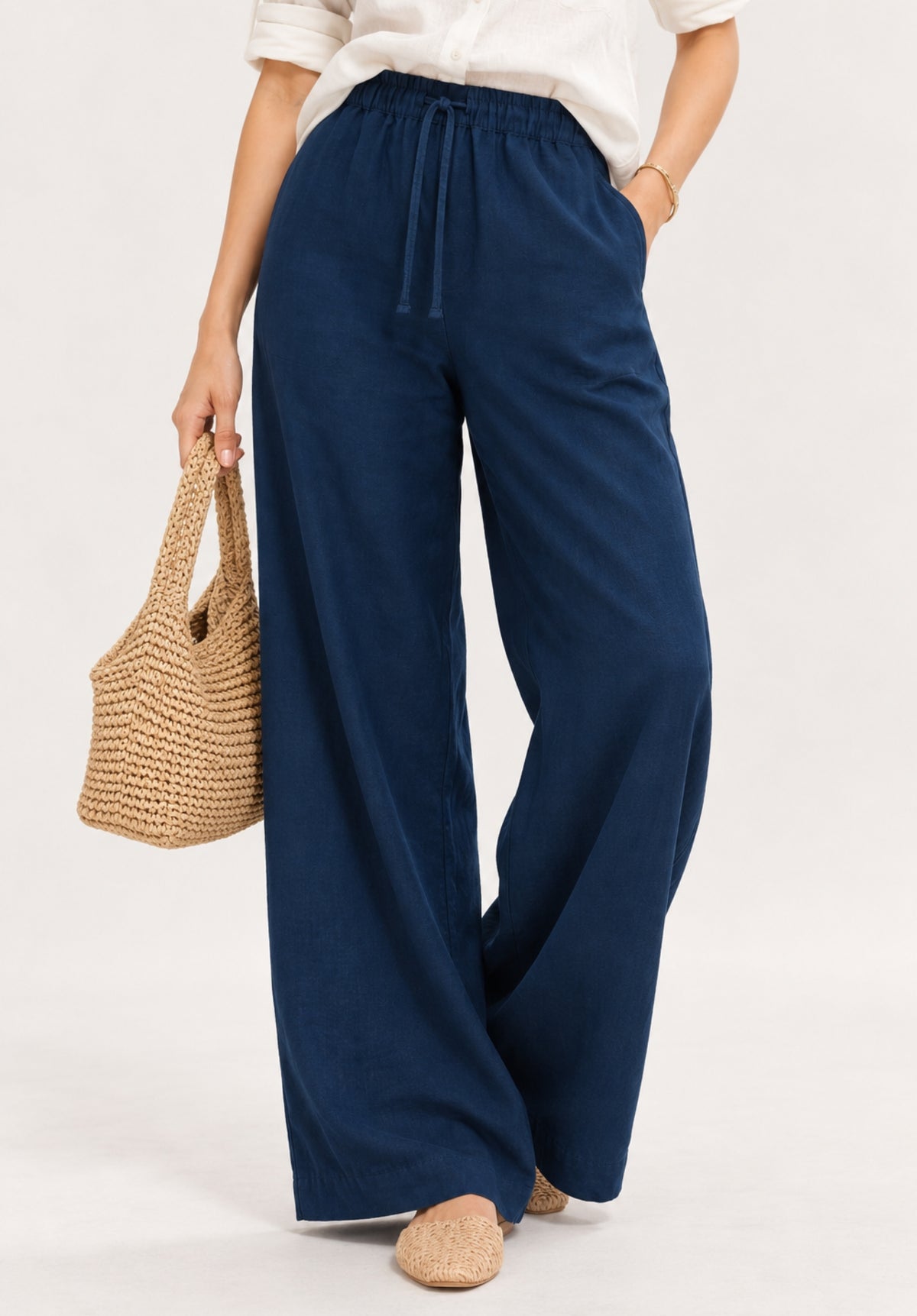 Lounge Dreams Linen Trousers - Navy Blue view 1